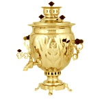 Самовар жаровый, форма желудь, 2л (полированная латунь)